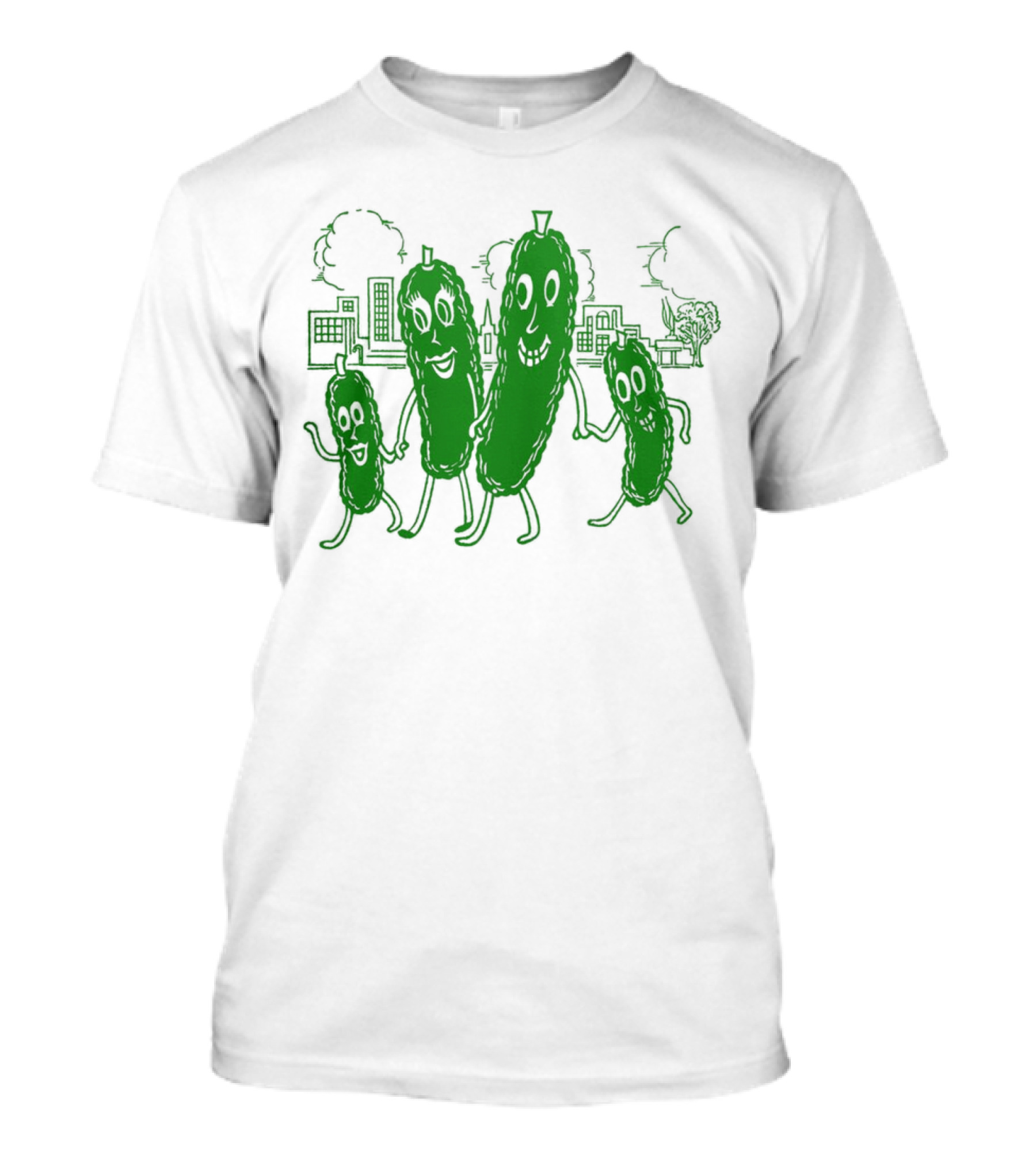 Vintage Pickle Family With Cityscape Background Vintage T-Shirt