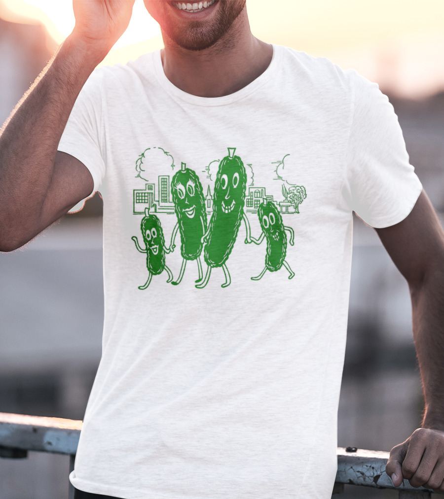 Vintage Pickle Family With Cityscape Background Vintage T-Shirt