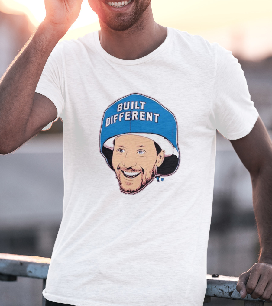 Gabriel Landeskog Built Different Blue Helmet Illustration T-Shirt