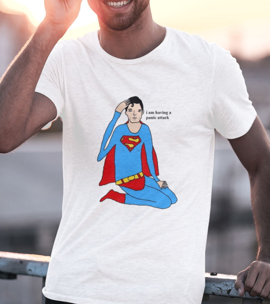 Superhero Costume Nervous Expression "I Am Having A Super Panic Attack" T-Shirt