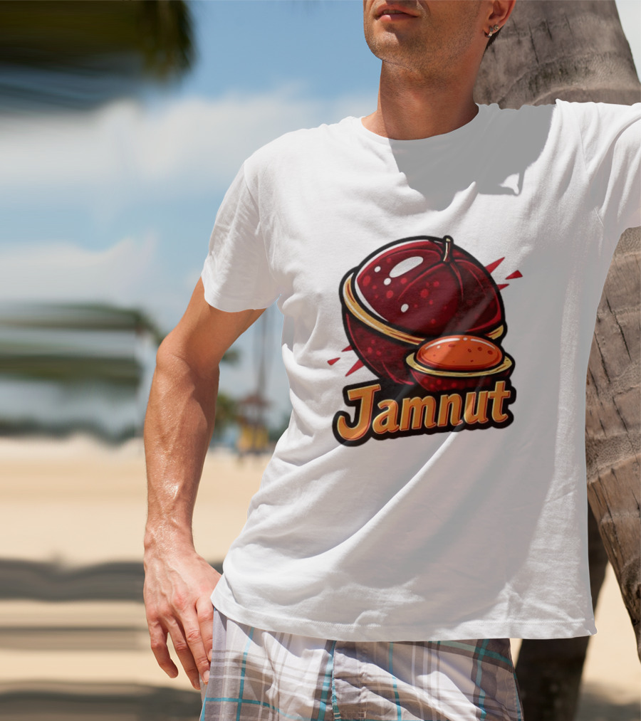 Jamnut Bold Fruit Style Text And Iconic Split Shell Nut T-Shirt