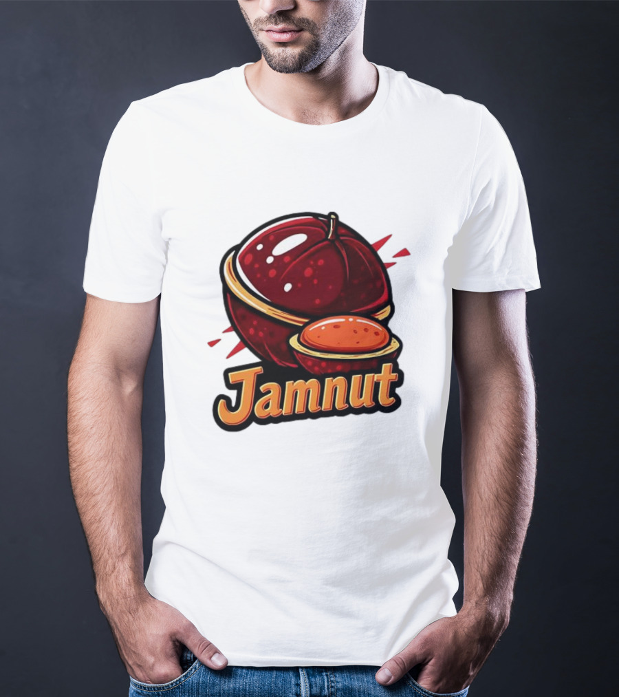 Jamnut Bold Fruit Style Text And Iconic Split Shell Nut T-Shirt
