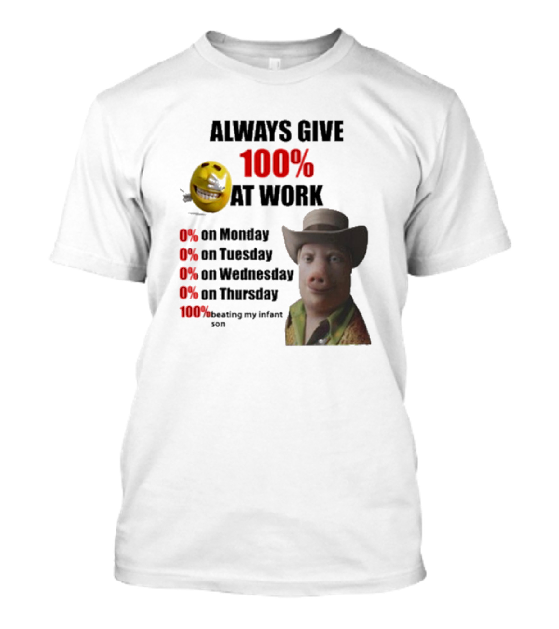 John Pork Always Give 100% At Work Emoji Cowboy Hat T-Shirt
