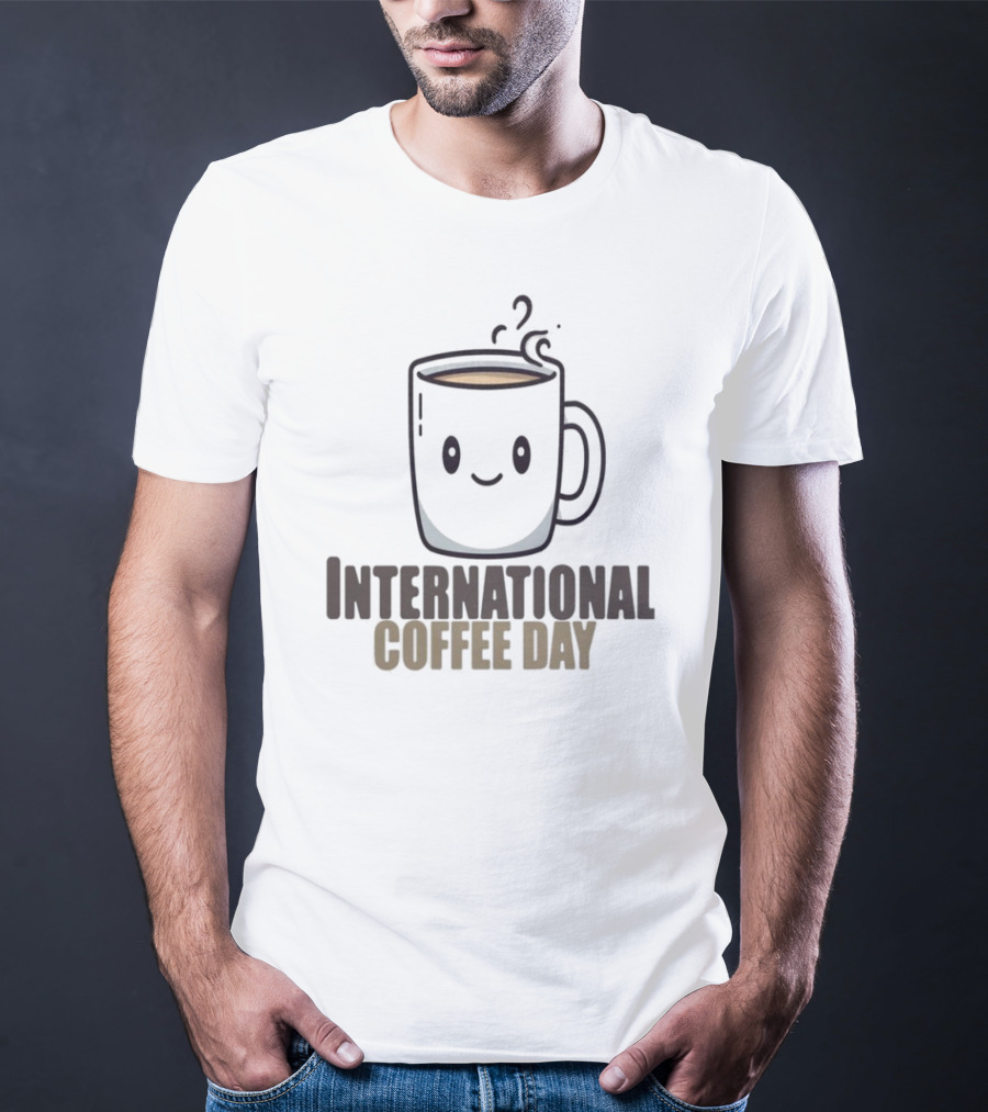 International Coffee Day Smiling Graphic T-Shirt