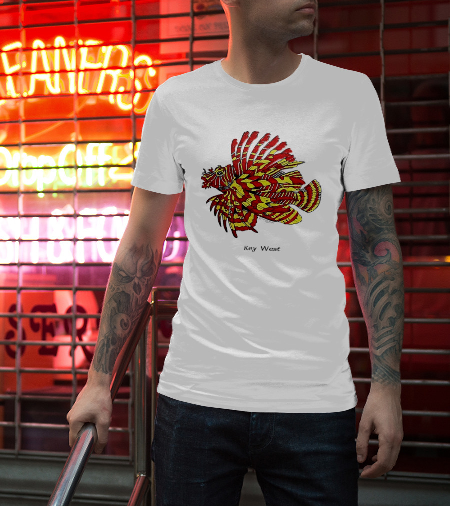 Key West Vibrant Red Yellow Lionfish T-Shirt