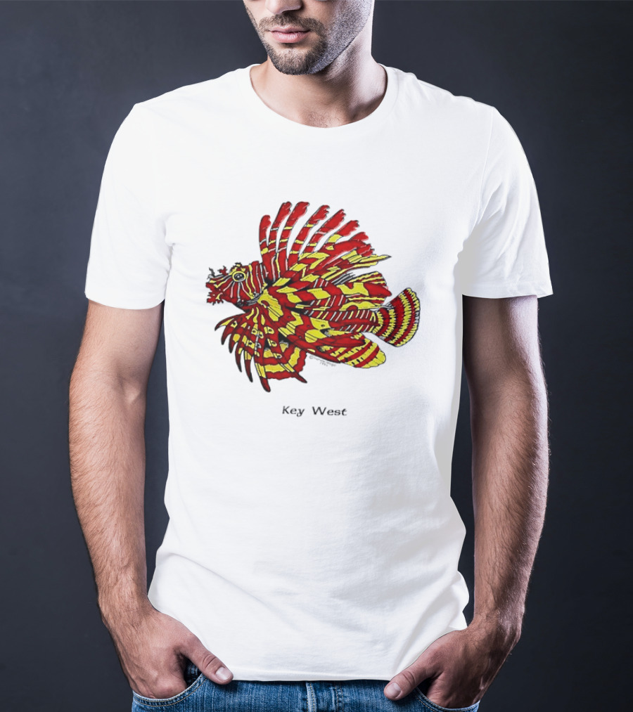 Key West Vibrant Red Yellow Lionfish T-Shirt