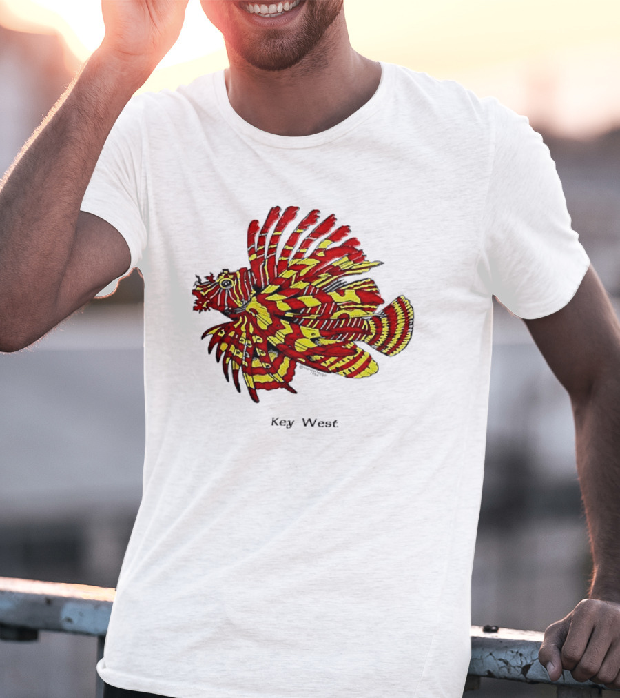 Key West Vibrant Red Yellow Lionfish T-Shirt