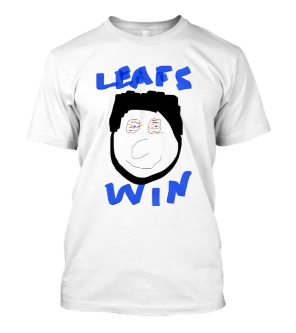 Leafs Win Fun Face Drawing With Blue And Red Accents T-Shirt