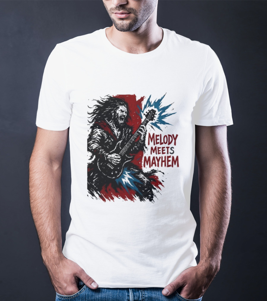 Melody Meets Mayhem Electric Red And Blue Burst T-Shirt