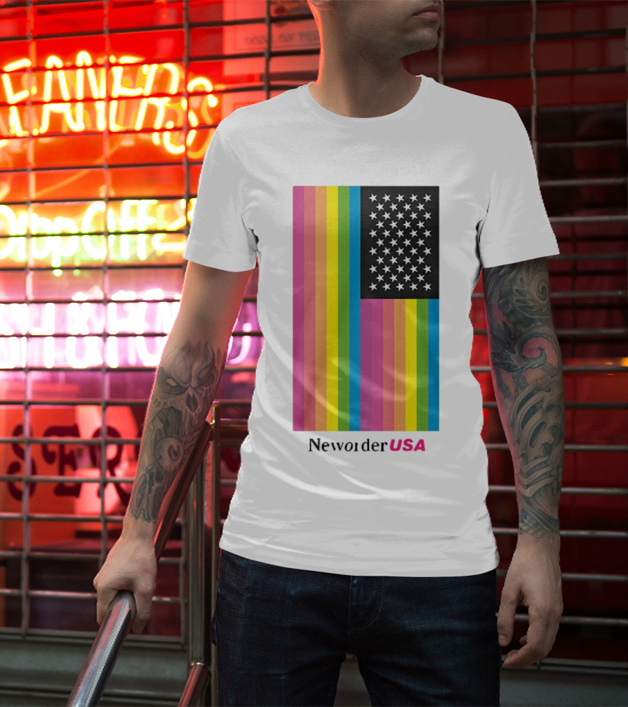New Order USA Rainbow Flag Stars T-Shirt