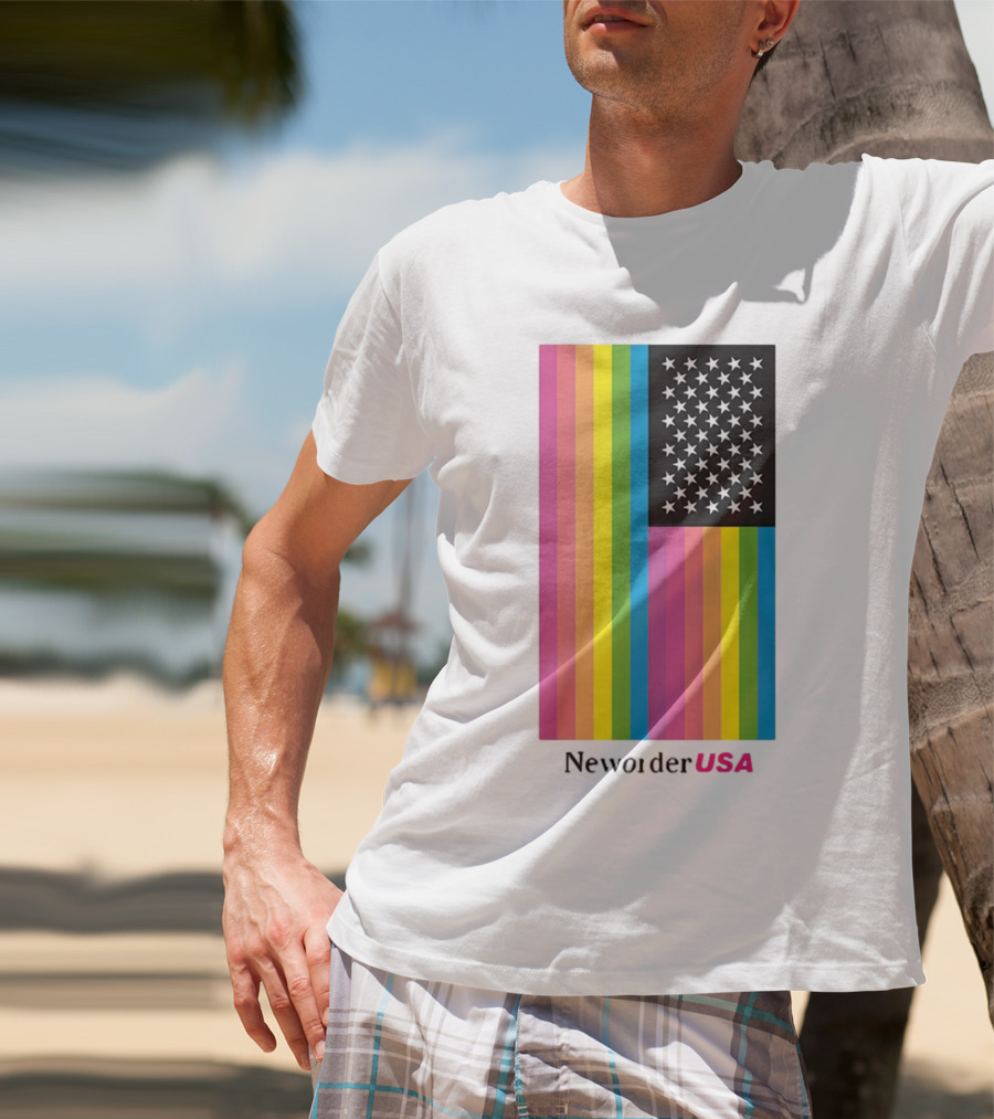 New Order USA Rainbow Flag Stars T-Shirt