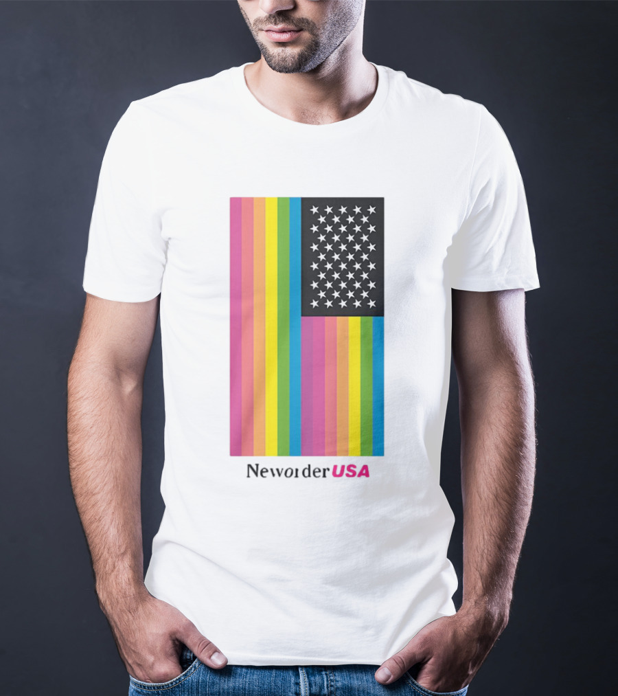 New Order USA Rainbow Flag Stars T-Shirt