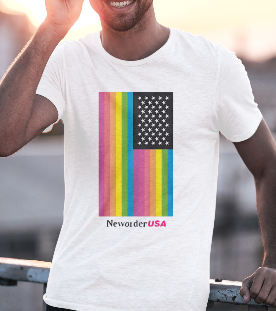 New Order USA Rainbow Flag Stars T-Shirt