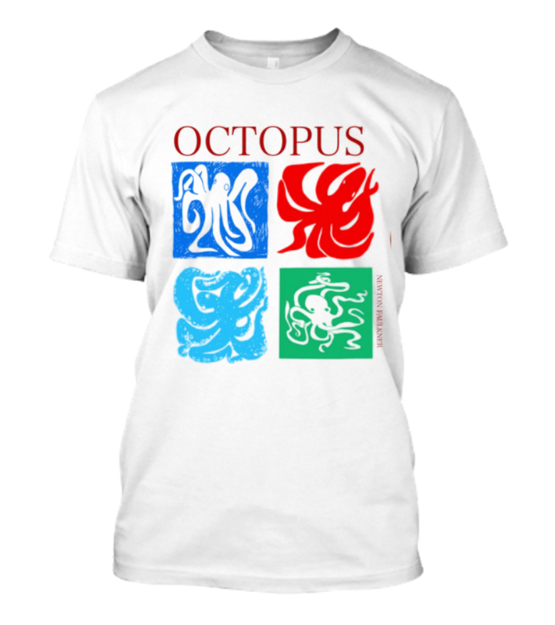 Octopus NewtonFaulkner Four Colored Abstract Squares T-Shirt