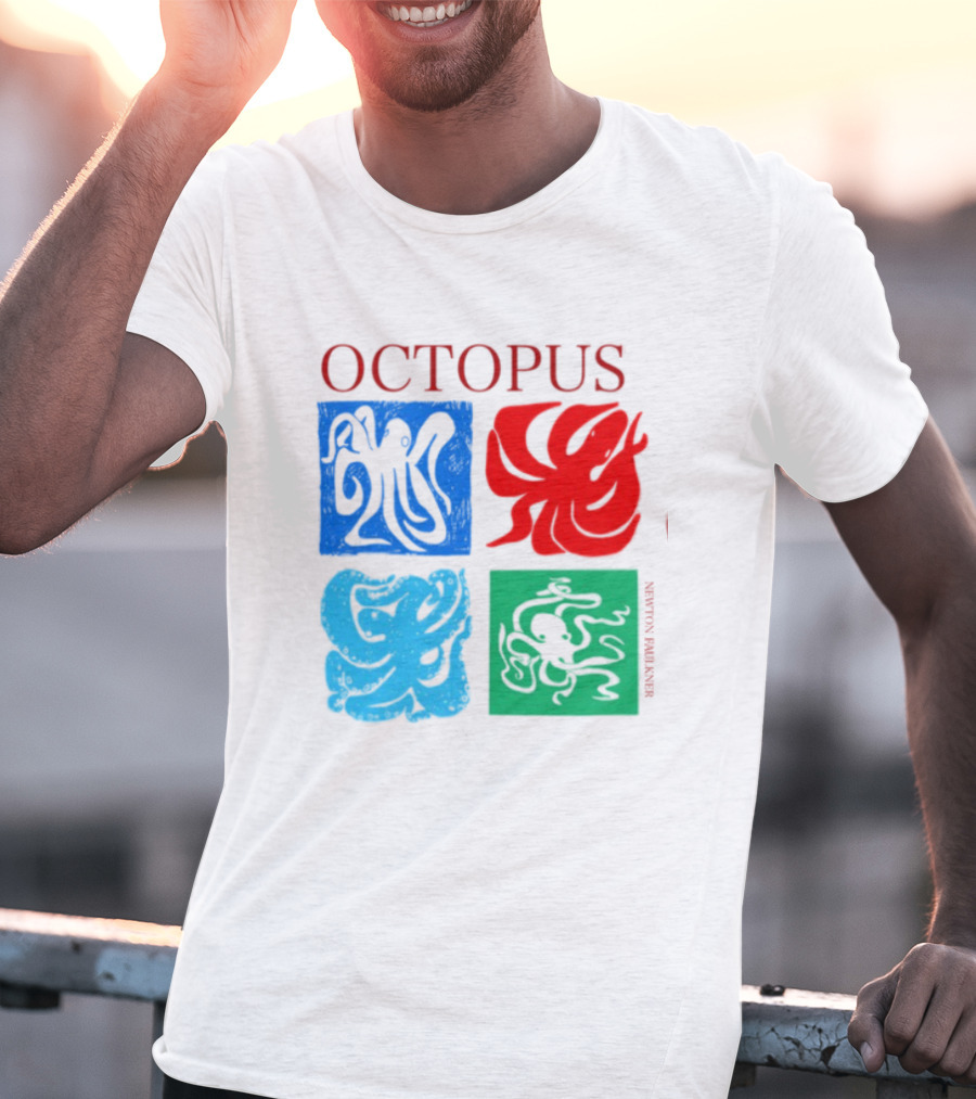Octopus NewtonFaulkner Four Colored Abstract Squares T-Shirt