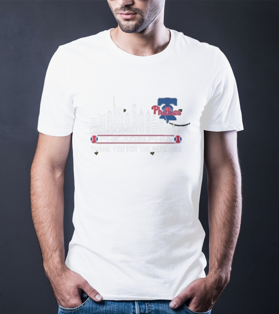 Philadelphia Phillies Carlton Schmidt Rollins 2025 Skyline Thank You For The Memories T-Shirt