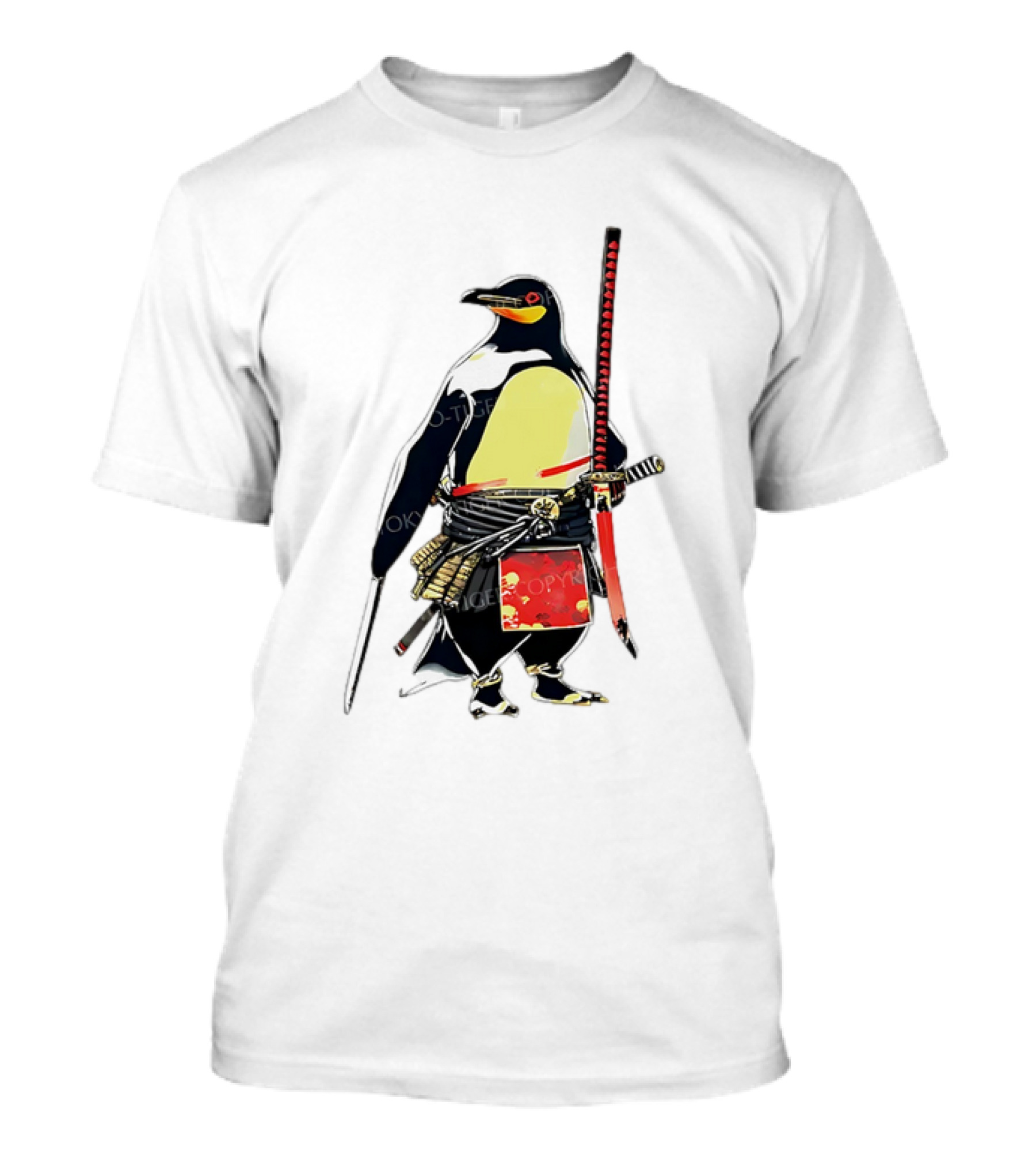 Samurai Penguin Katana Warrior With Traditional Armor T-Shirt