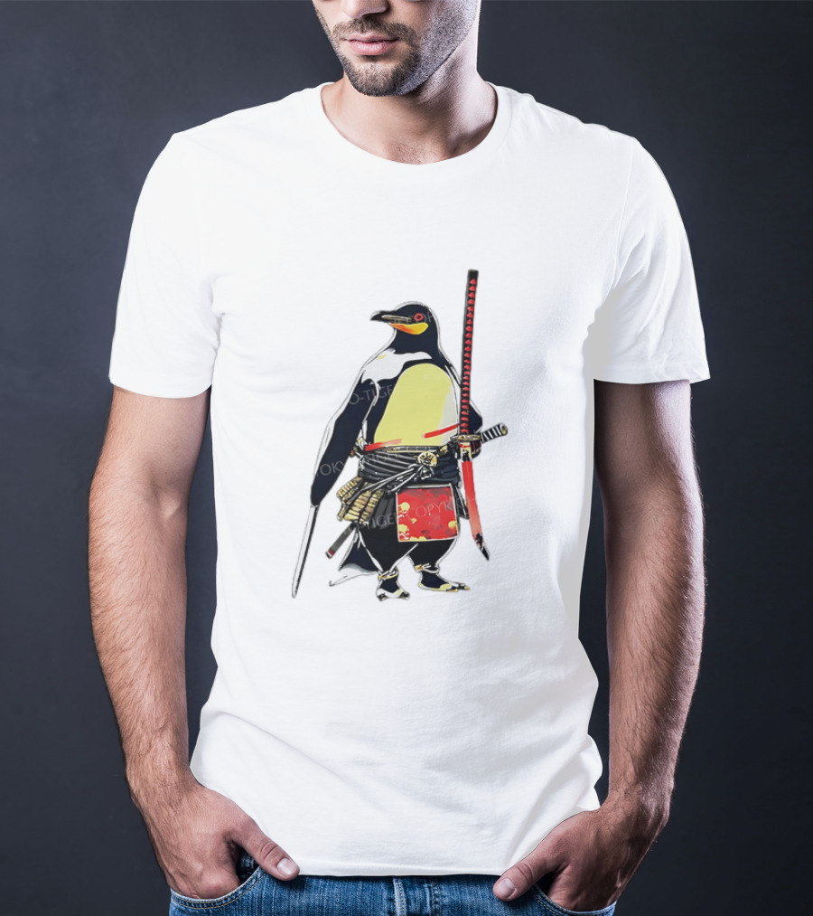 Samurai Penguin Katana Warrior With Traditional Armor T-Shirt