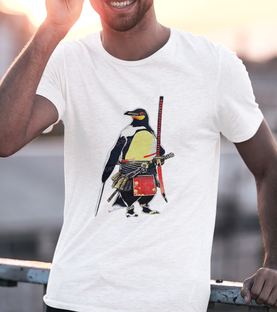 Samurai Penguin Katana Warrior With Traditional Armor T-Shirt