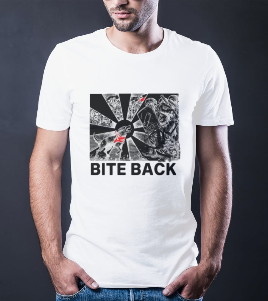 Punkwithacamera Bite Back Protest Artwork With Charging Dog And Riot Police T-Shirt