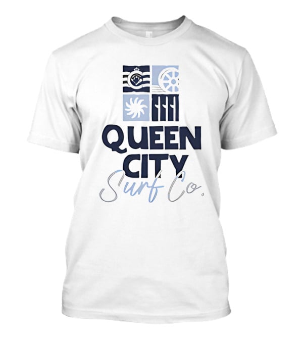 Queen City Surf Co Ocean Waves And Nautical Wheel Adventure T-Shirt
