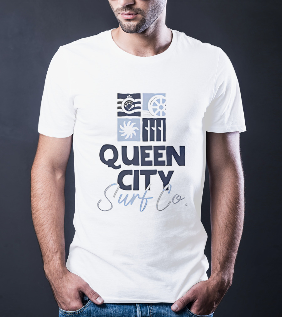 Queen City Surf Co Ocean Waves And Nautical Wheel Adventure T-Shirt