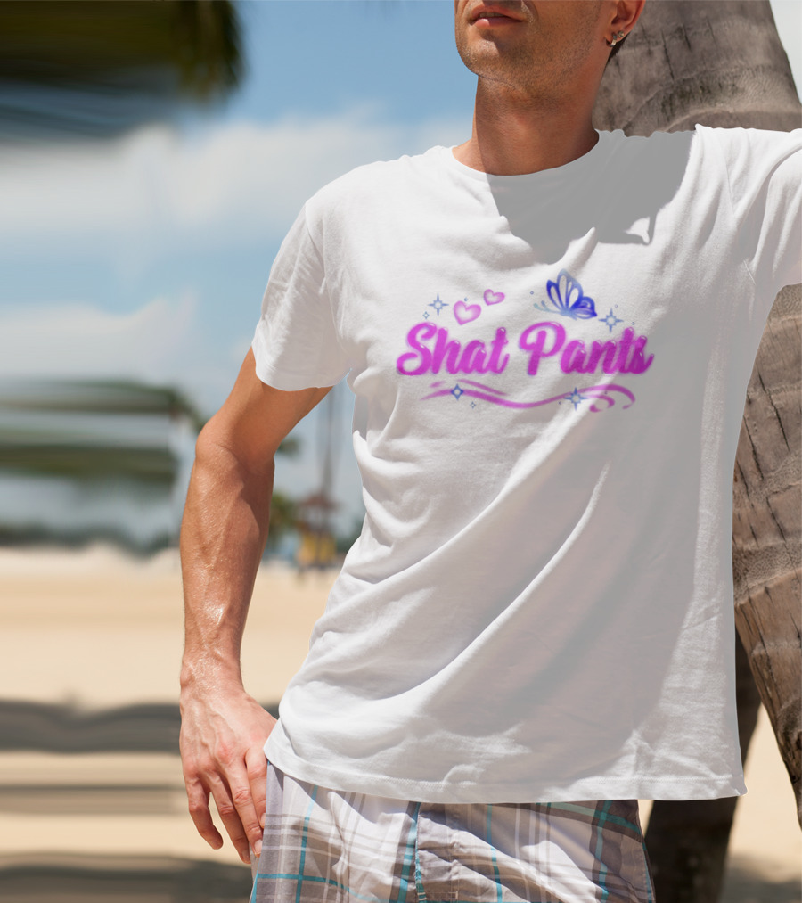 "Shat Pants Hearts And Butterfly Neon Graphic" T-Shirt