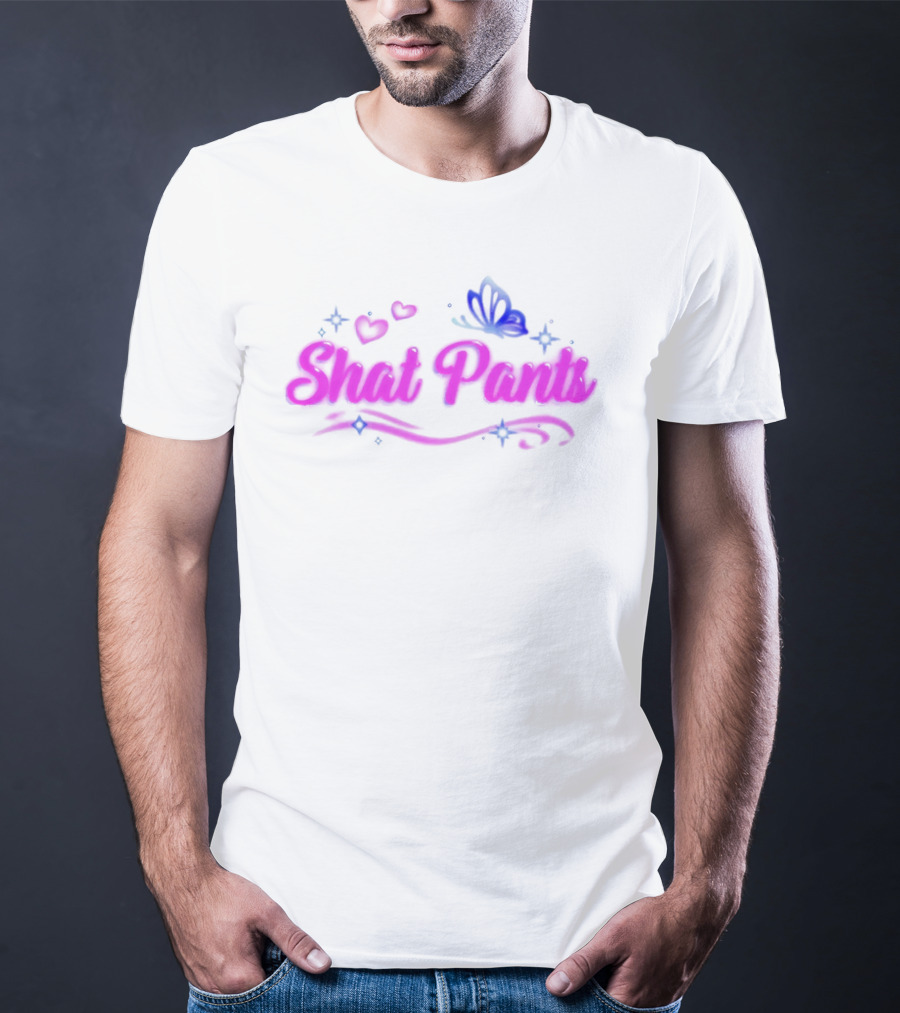 "Shat Pants Hearts And Butterfly Neon Graphic" T-Shirt
