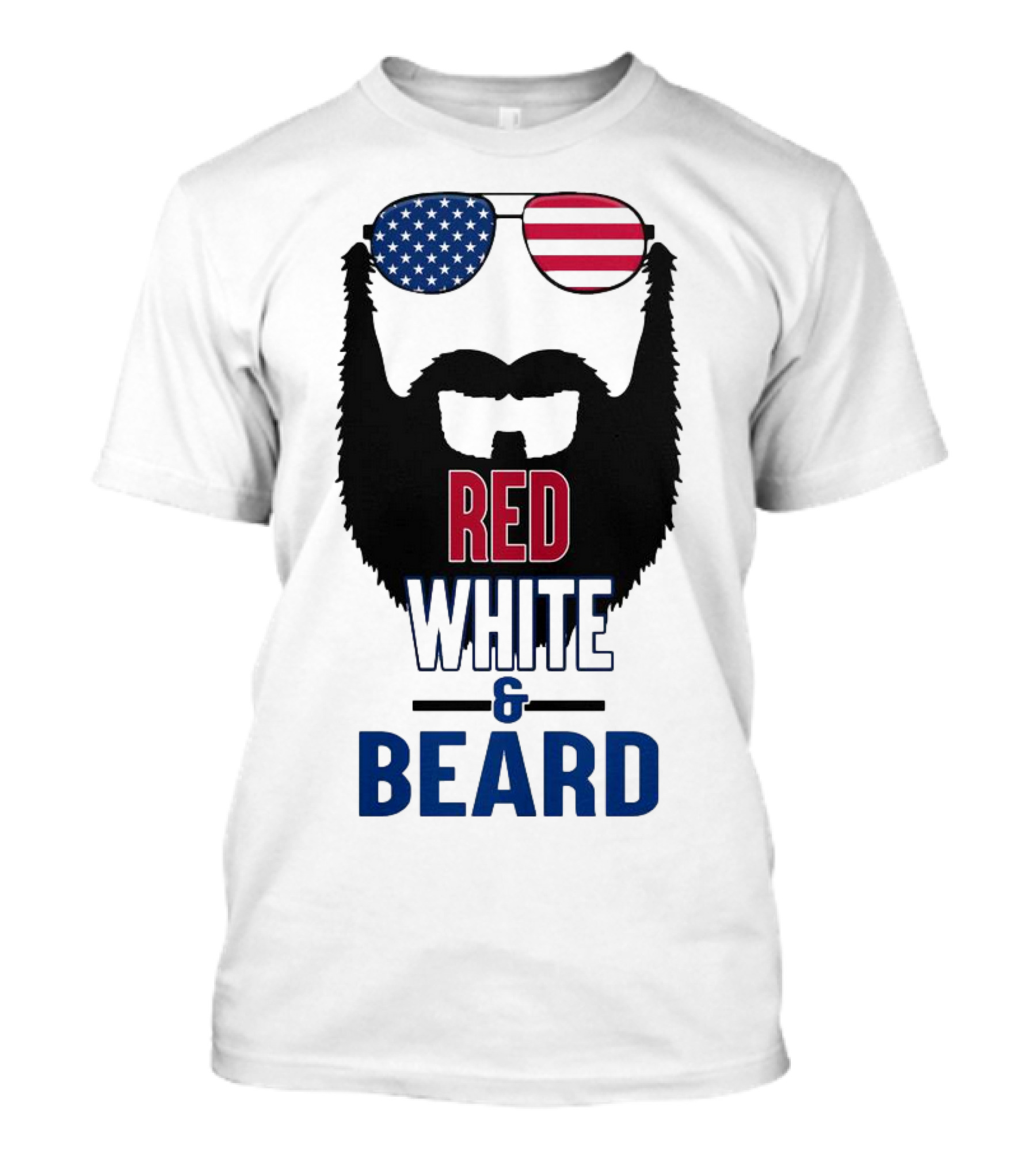 Red White & Beard American Flag Sunglasses Patriotic Beard Design T-Shirt