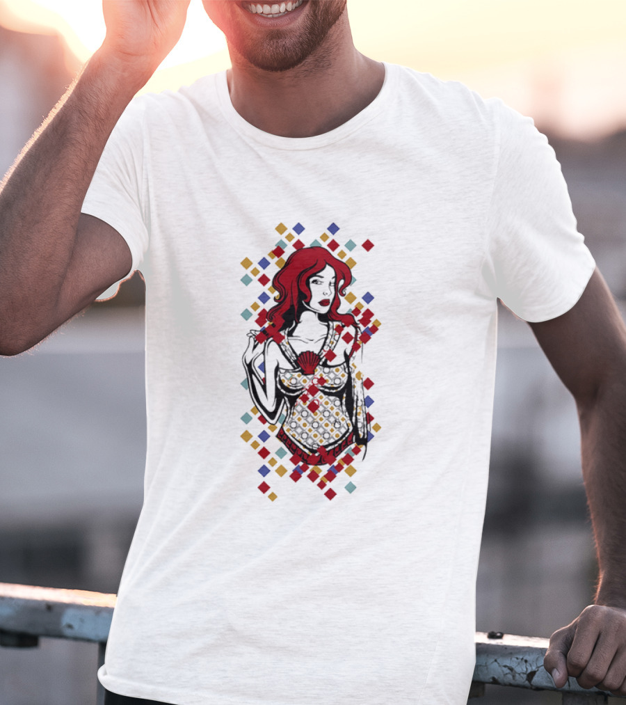Redhead Warrior Sexy Girl Colorful Abstract Design T-Shirt
