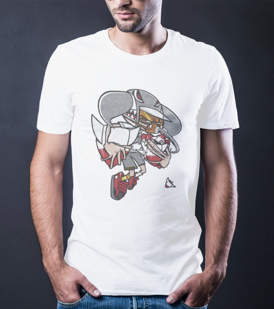 Gimme Project Shark Character With Red Sneaker And Hose T-Shirt