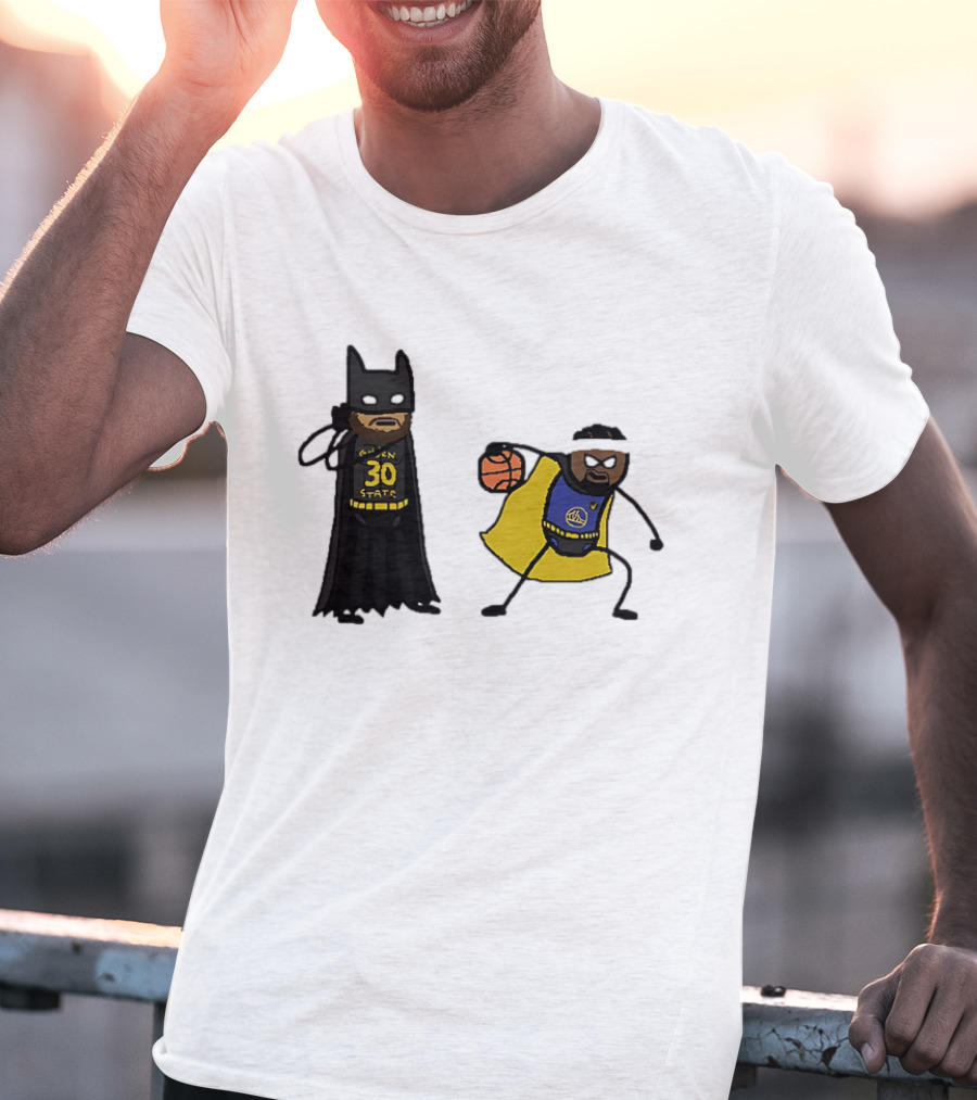 Batman Robin Stephen Curry Jimmy Butler Golden State Warriors Basketball Cartoon T-Shirt
