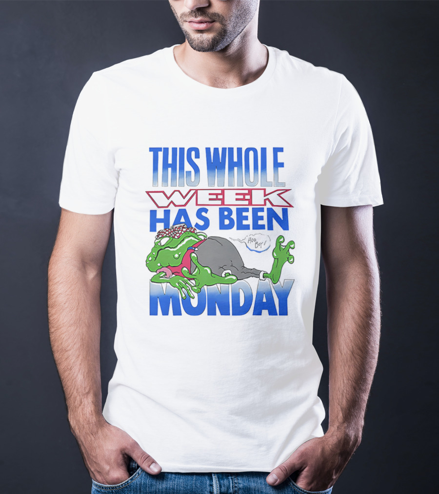 This Whole Week Has Been Monday Toad Cartoon Tired Frog T-Shirt