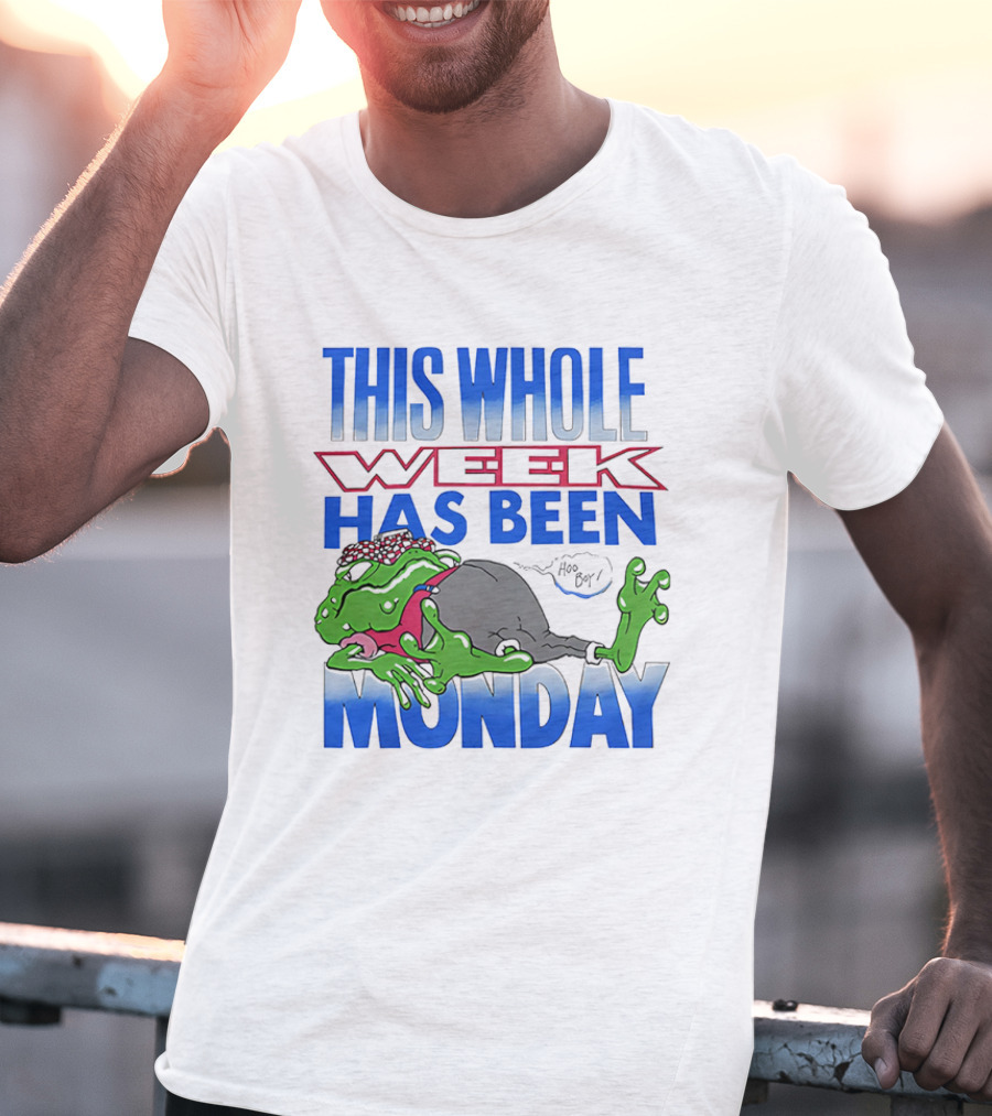 This Whole Week Has Been Monday Toad Cartoon Tired Frog T-Shirt