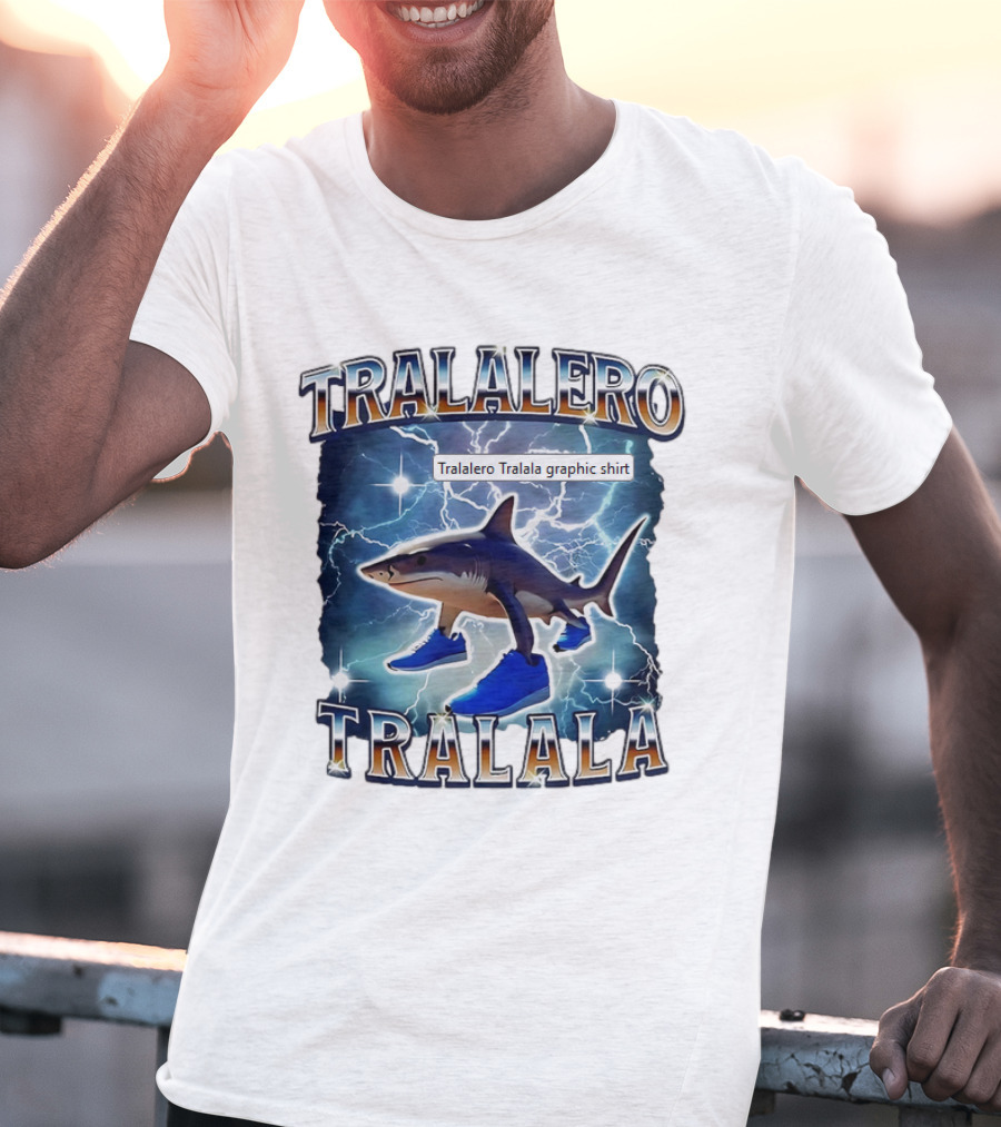 Tralalero Tralala Shark In Sneakers Electric Storm T-Shirt