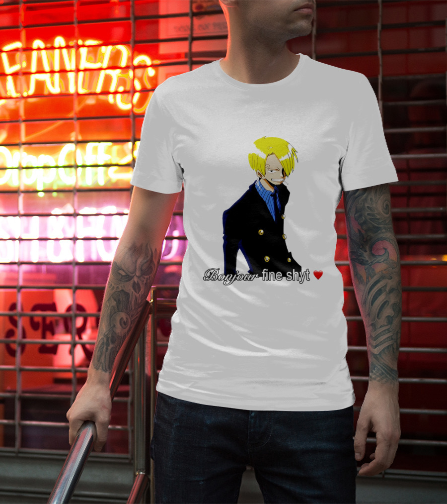 Vinsmoke Sanji Bonjour Fine Shyt Cartoon Character Heart Icon T-Shirt