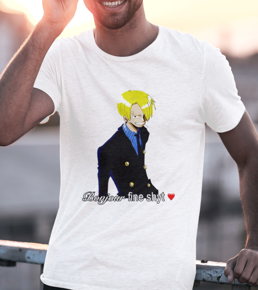 Vinsmoke Sanji Bonjour Fine Shyt Cartoon Character Heart Icon T-Shirt