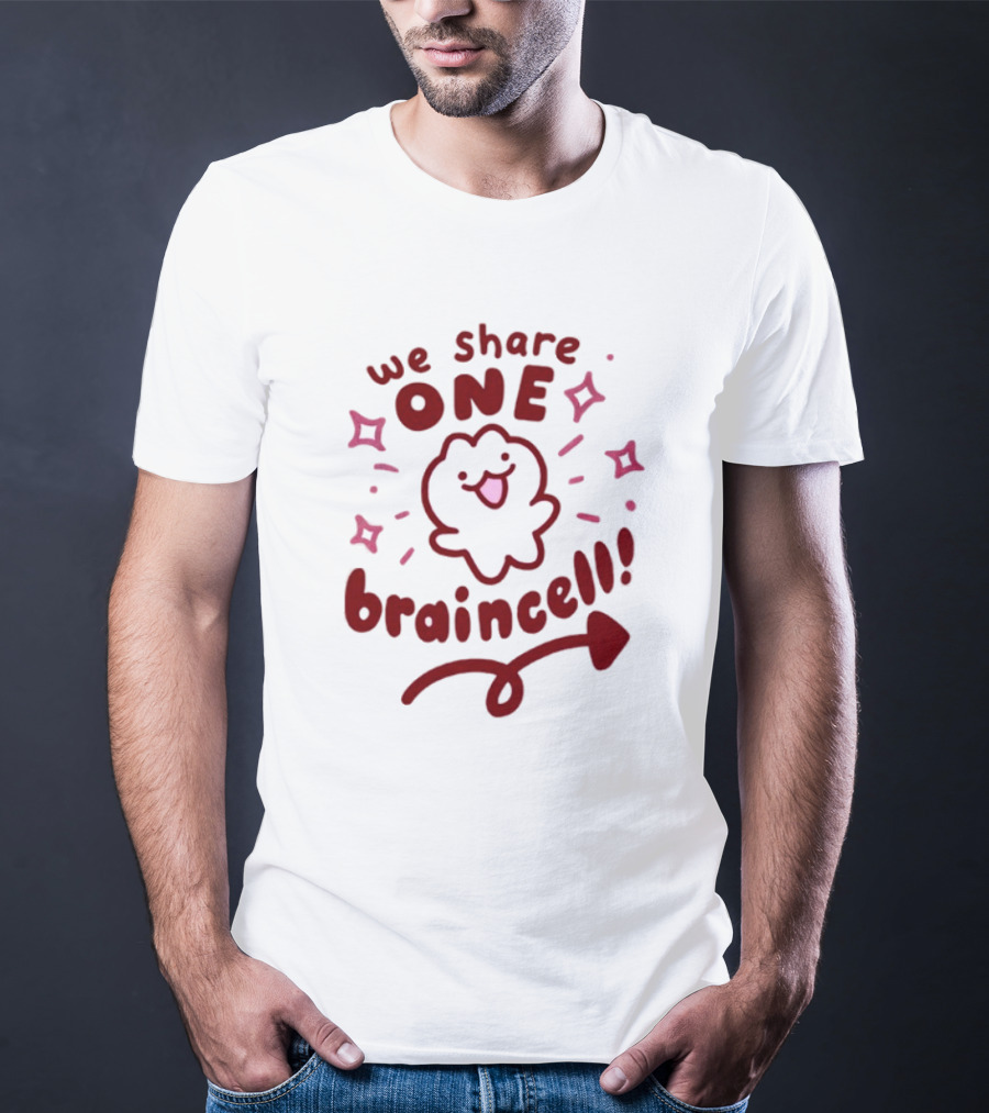 We Share One Braincell Cute Character With Heart And Sparkles T-Shirt