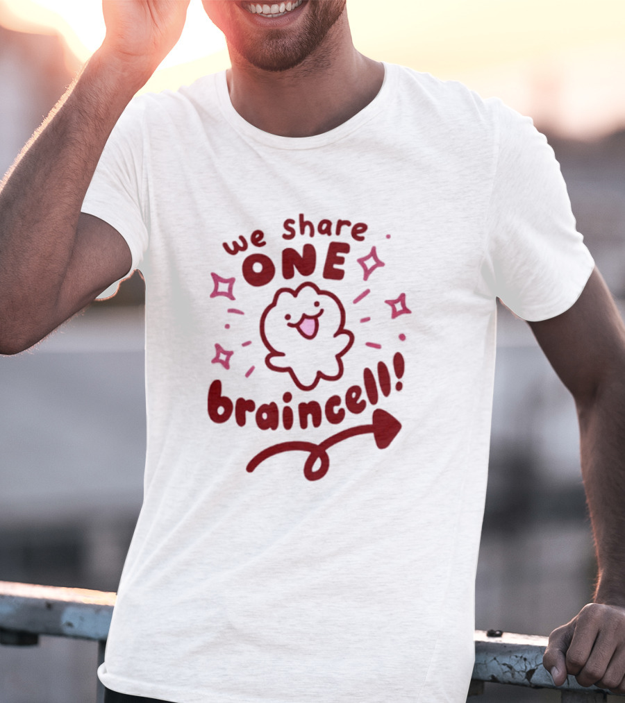 We Share One Braincell Cute Character With Heart And Sparkles T-Shirt