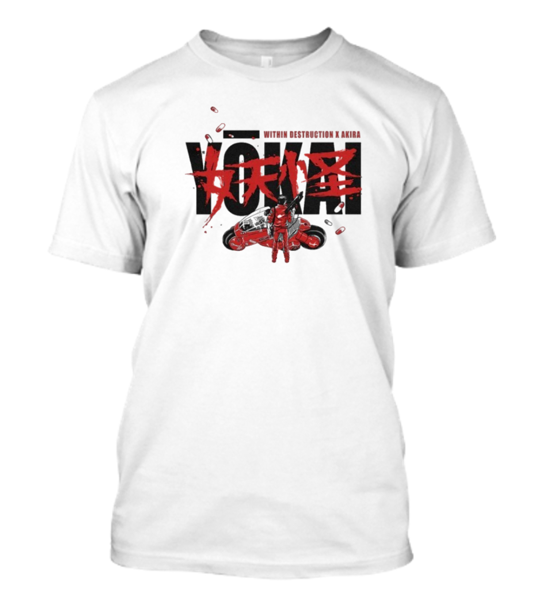 Within Destruction Akira Yokai Kanji And Motorcycle Scene T-Shirt