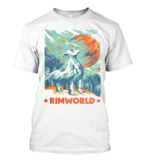 RimWorld Wisest Creature Celestial Spirit Wolf Planetary Backdrop T-Shirt