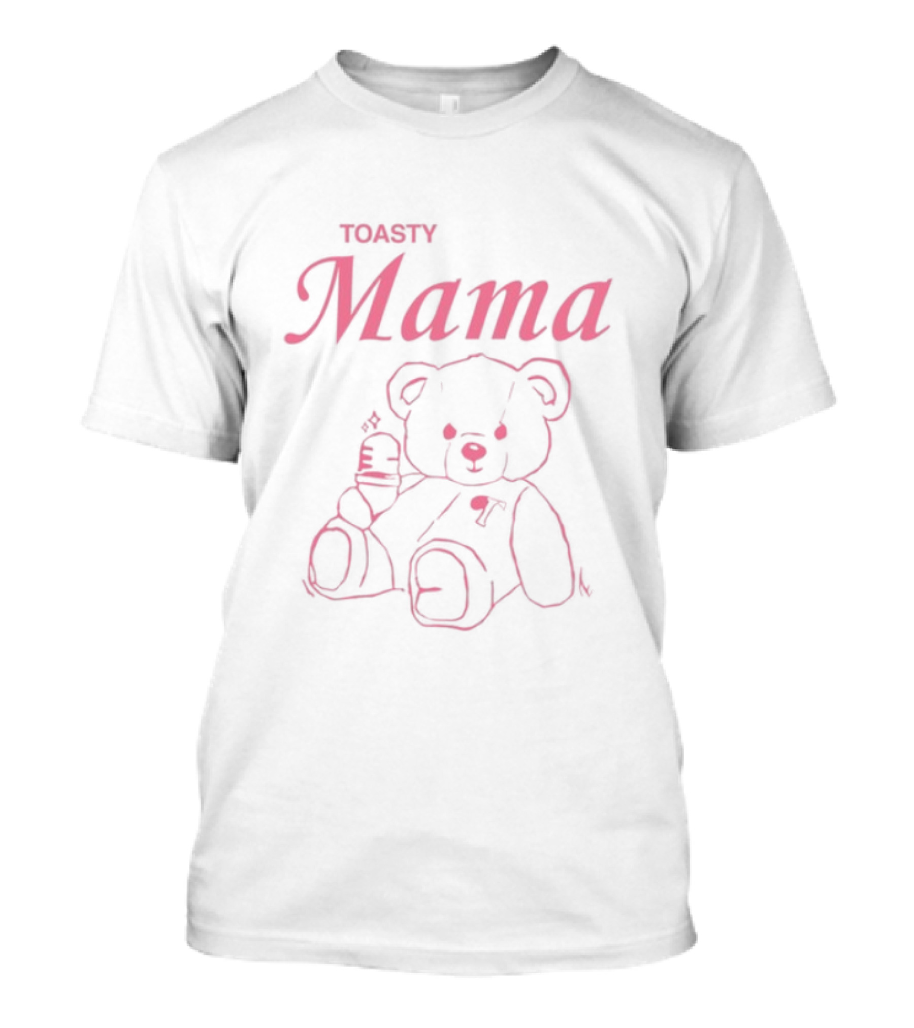 Toasty Mama Bear Pink Outline Plush Bear T-Shirt