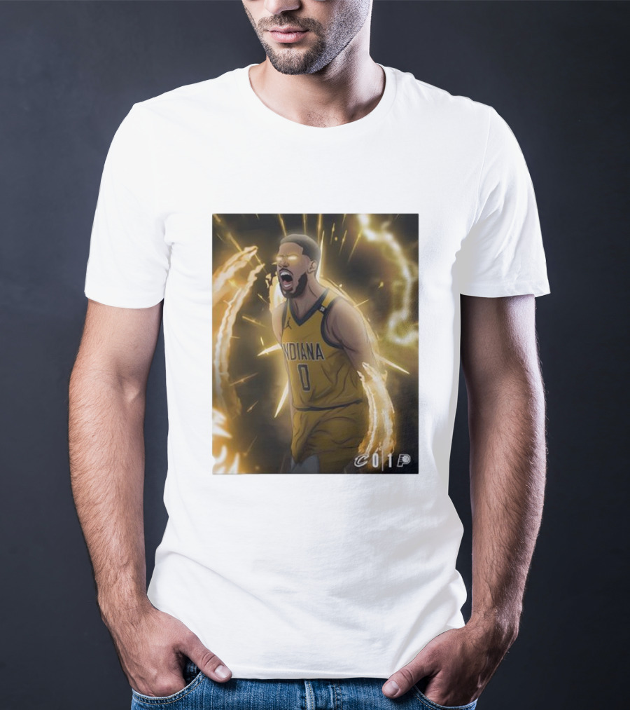 Tyrese Haliburton Indiana Pacers Game 1 Cavaliers Showdown NBA Artwork T-Shirt