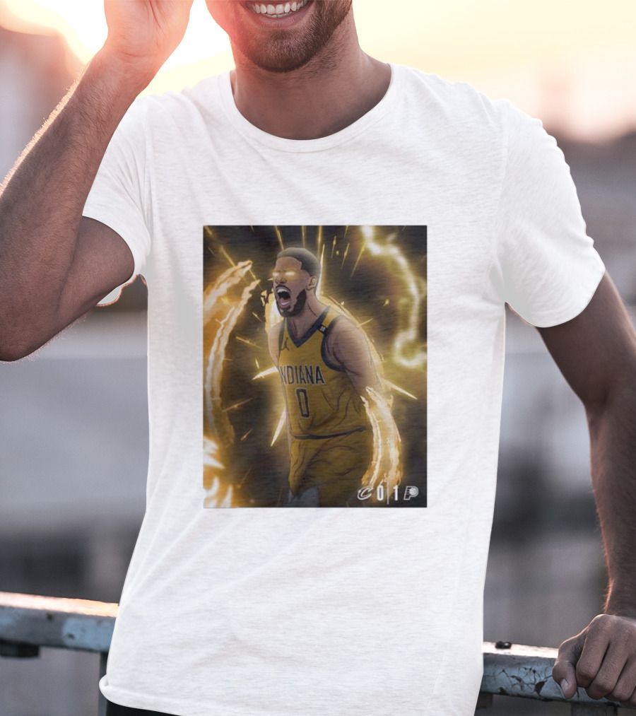 Tyrese Haliburton Indiana Pacers Game 1 Cavaliers Showdown NBA Artwork T-Shirt