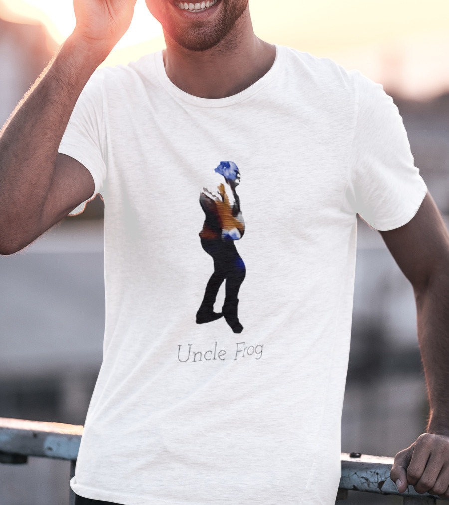 Uncle Frog Vibrant Blue And Orange Silhouette T-Shirt