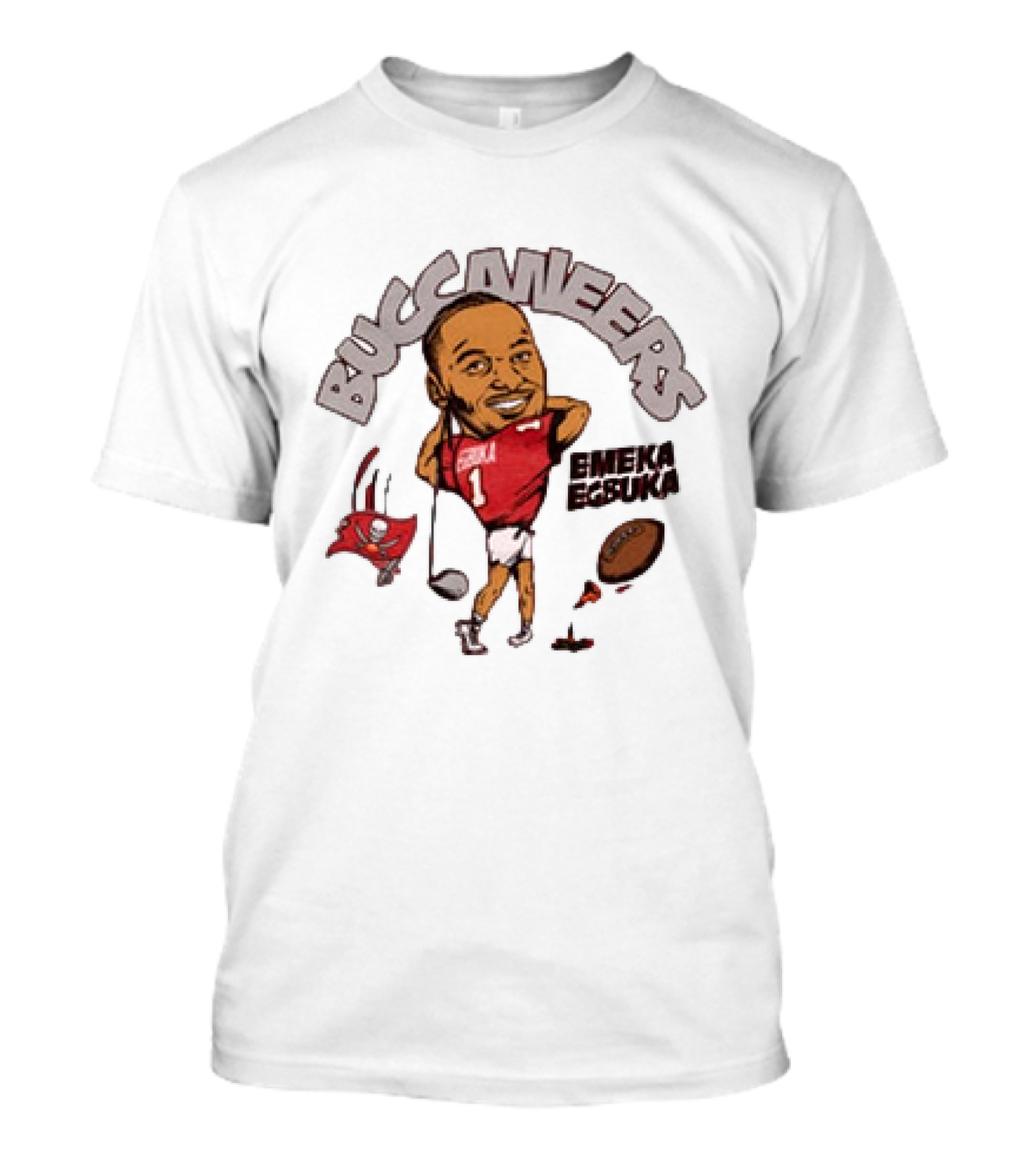 Tampa Bay Buccaneers Emeka Egbuka Football Cartoon Character Sports Fan Art T-Shirt