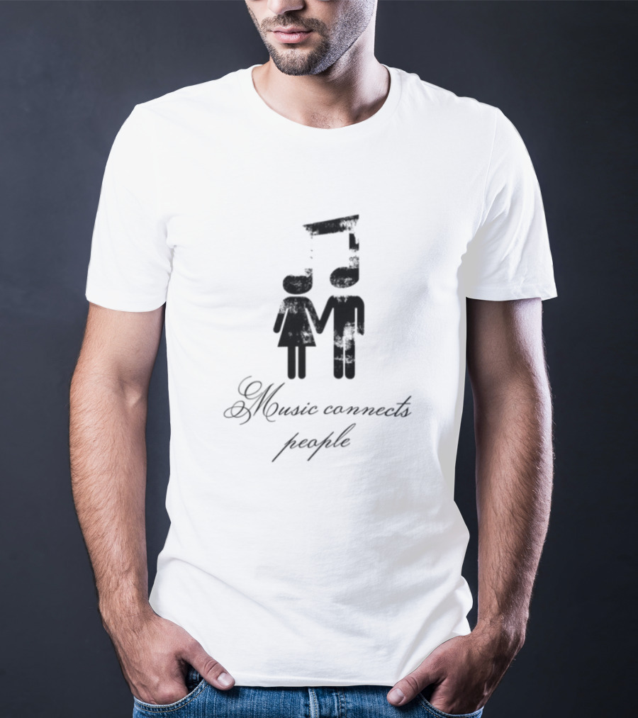 Slechthart Music Connects People Robot And Teddy Bear Illustration T-Shirt