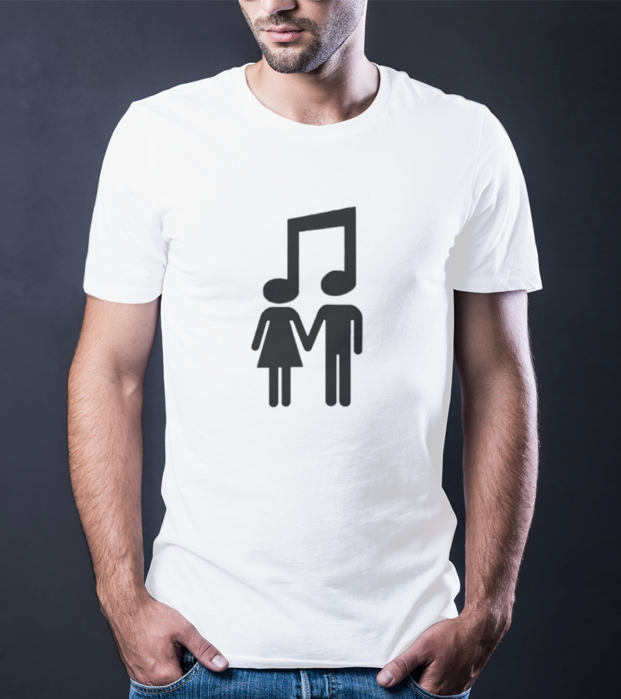 Slechthart Couple Holding Hands Music Note Head Symbols T-Shirt