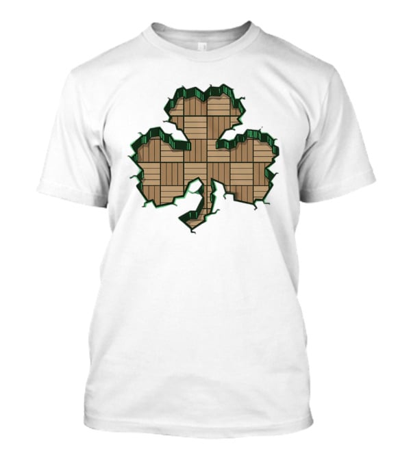 Smashed Shamrock Parquet Hardwood Basketball Court Pattern T-Shirt