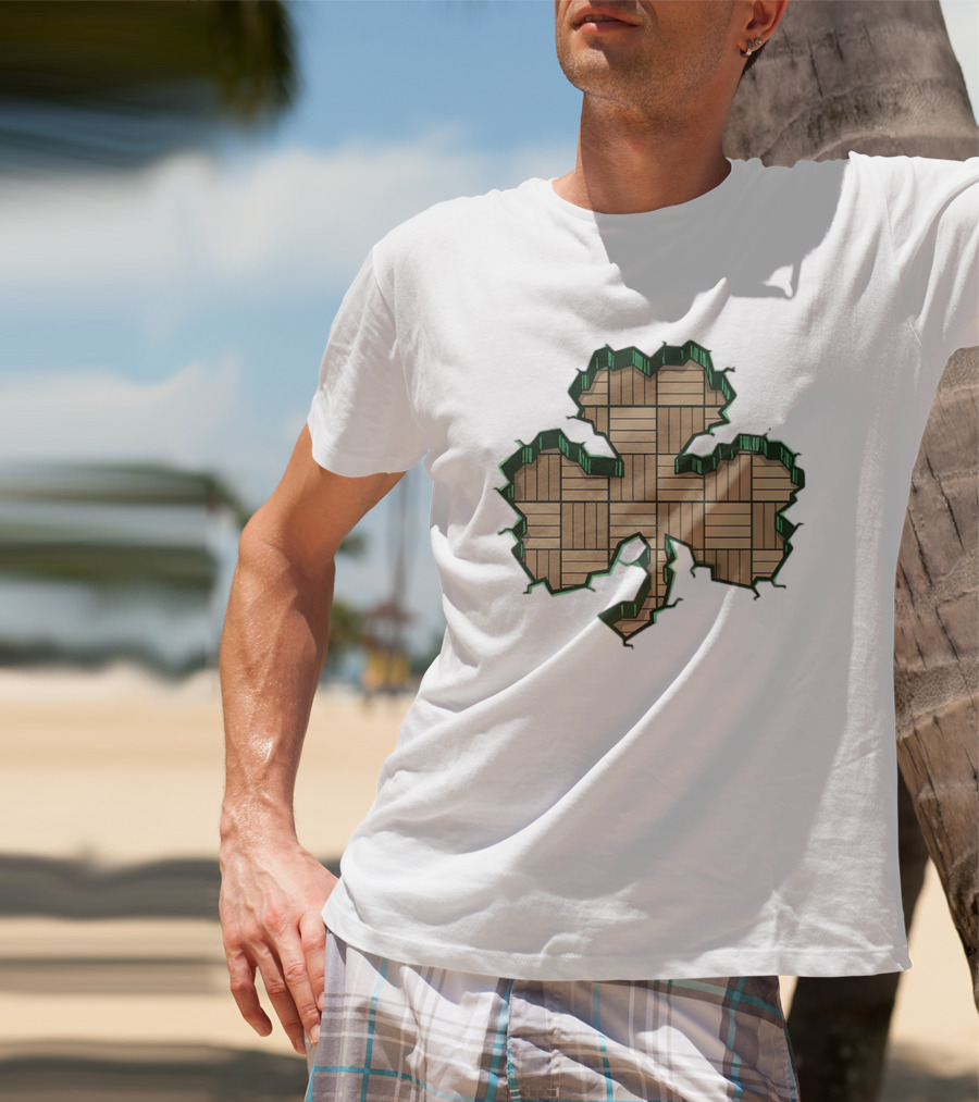 Smashed Shamrock Parquet Hardwood Basketball Court Pattern T-Shirt